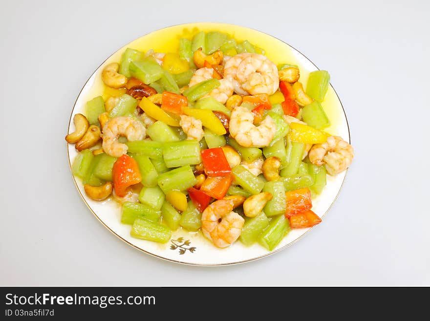 Corn and shrimp in a plate