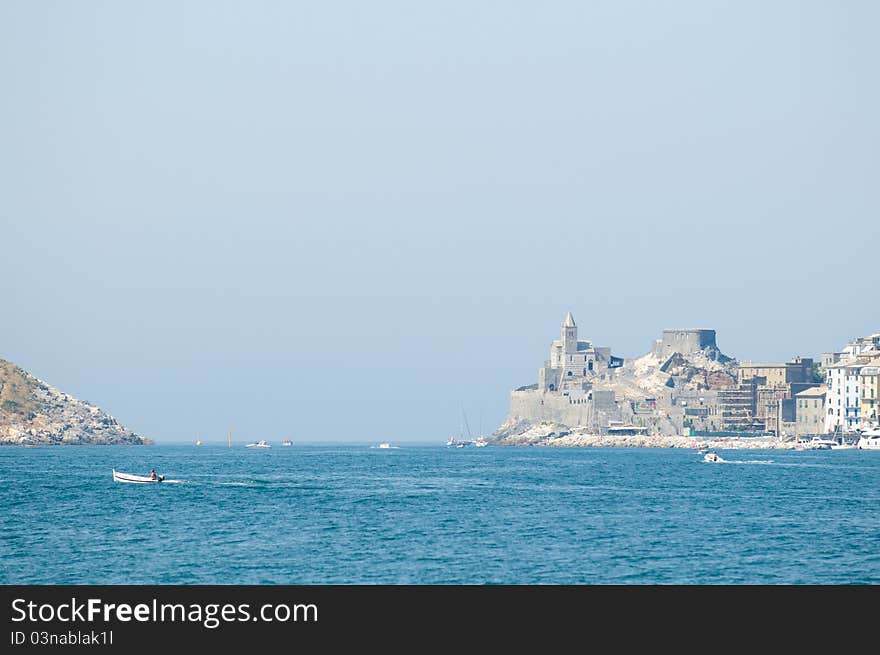 View of Portovenere, ligurian sea, Italy