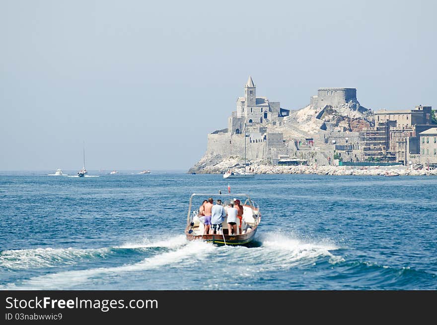 View of Portovenere, ligurian sea, Italy