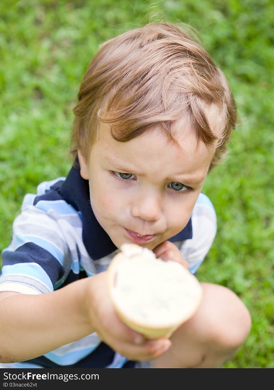 Small Child Eating Ice Cream