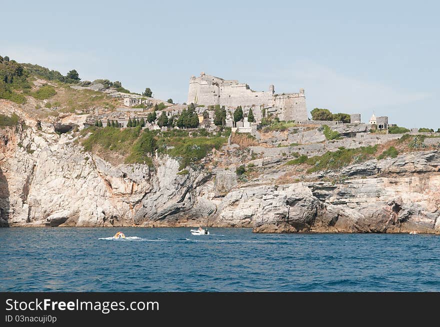 View of Portovenere, ligurian sea, Italy