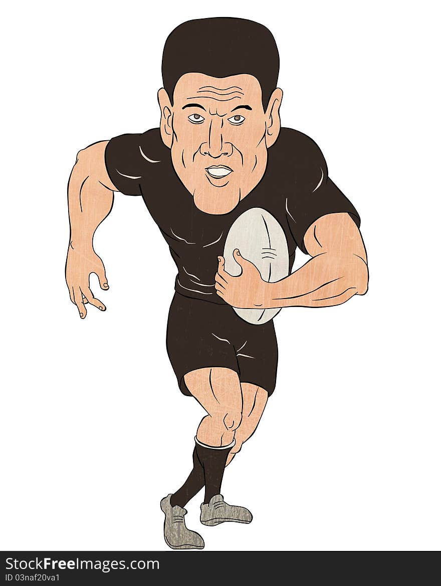 Rugby Player Running With Ball