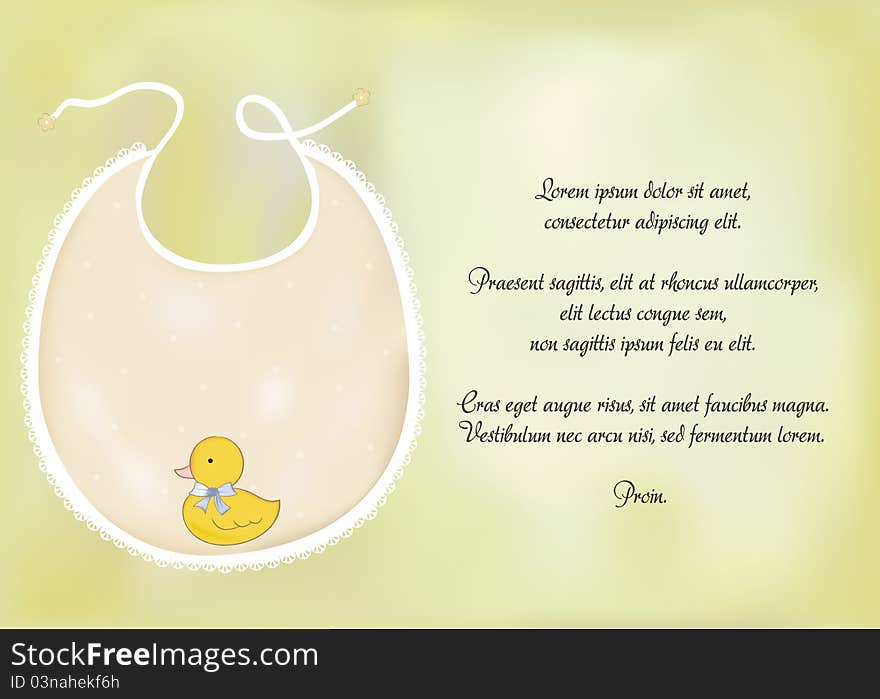 Baby announcement card with duck