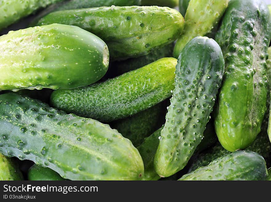 Green cucumbers.