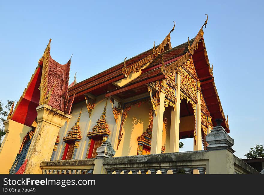 Thai temple roof and nice blue sky. Thai temple roof and nice blue sky