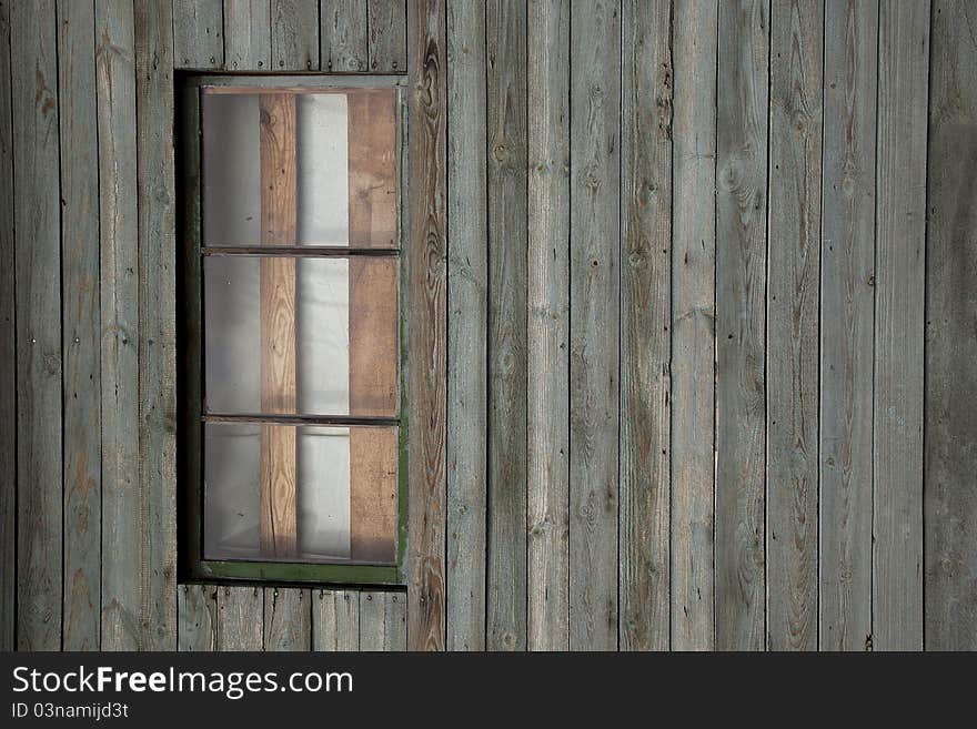 Background of old wall with boarded up window. Background of old wall with boarded up window