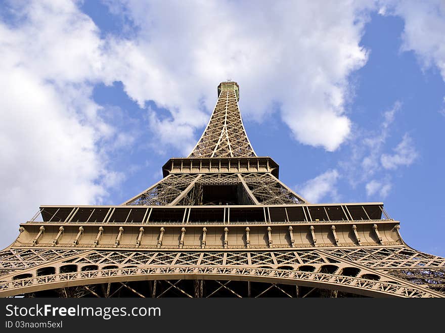 Eiffel tower from bottom looking up