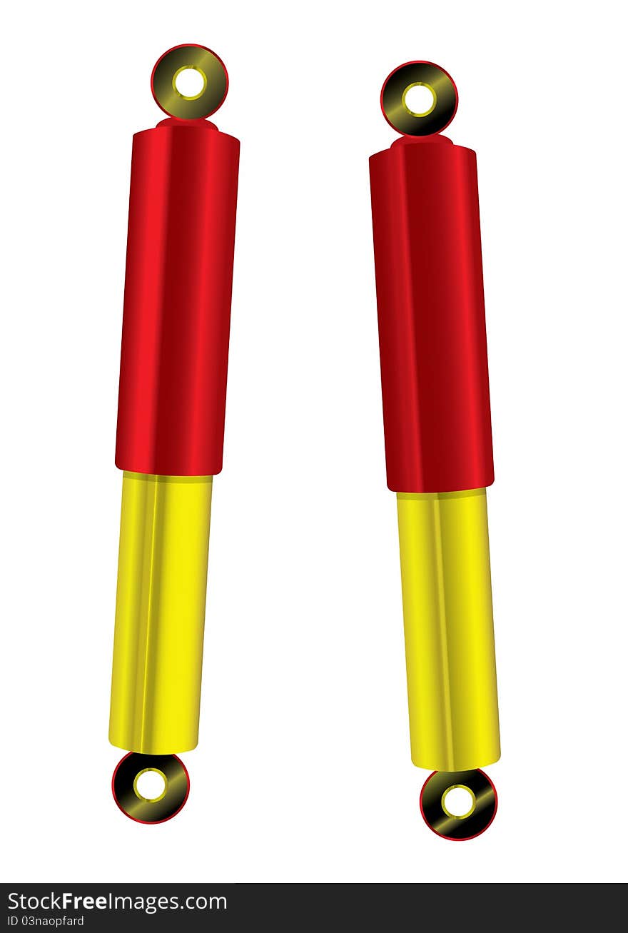 Upgrade red and gold bling shock absorbers for a car. Upgrade red and gold bling shock absorbers for a car