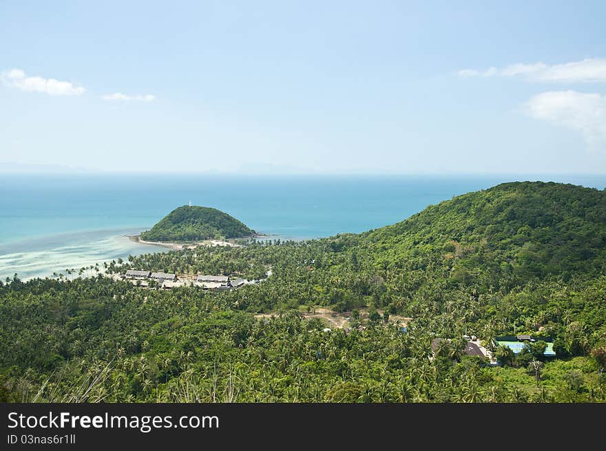 Views of beachs and Lush Palm Trees situated on the Idyllic Island of Koh Samui in Thailand. Views of beachs and Lush Palm Trees situated on the Idyllic Island of Koh Samui in Thailand