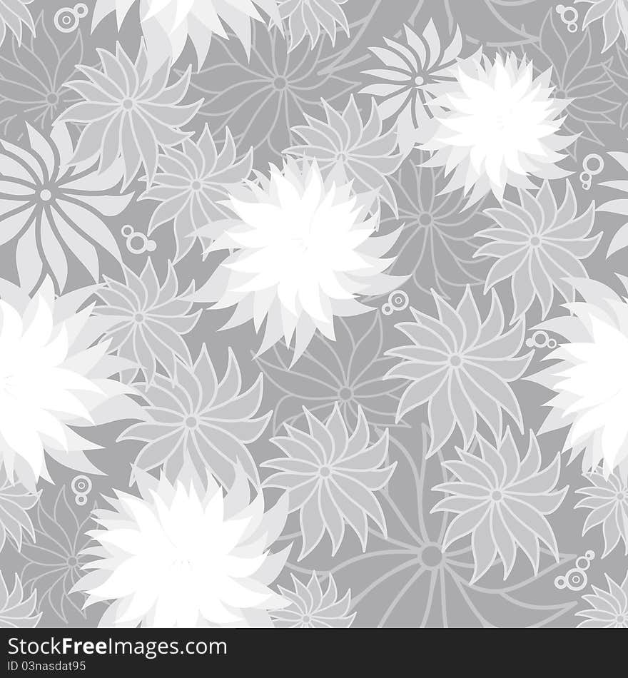 Flowers seamless pattern with styled chrysanthemum silhouettes. Flowers seamless pattern with styled chrysanthemum silhouettes.