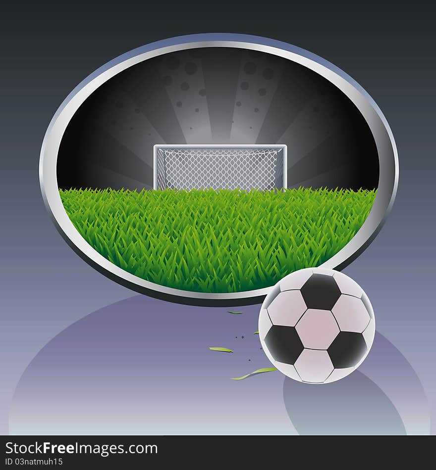 Soccer field, goal in oval shape and ball. Soccer field, goal in oval shape and ball.