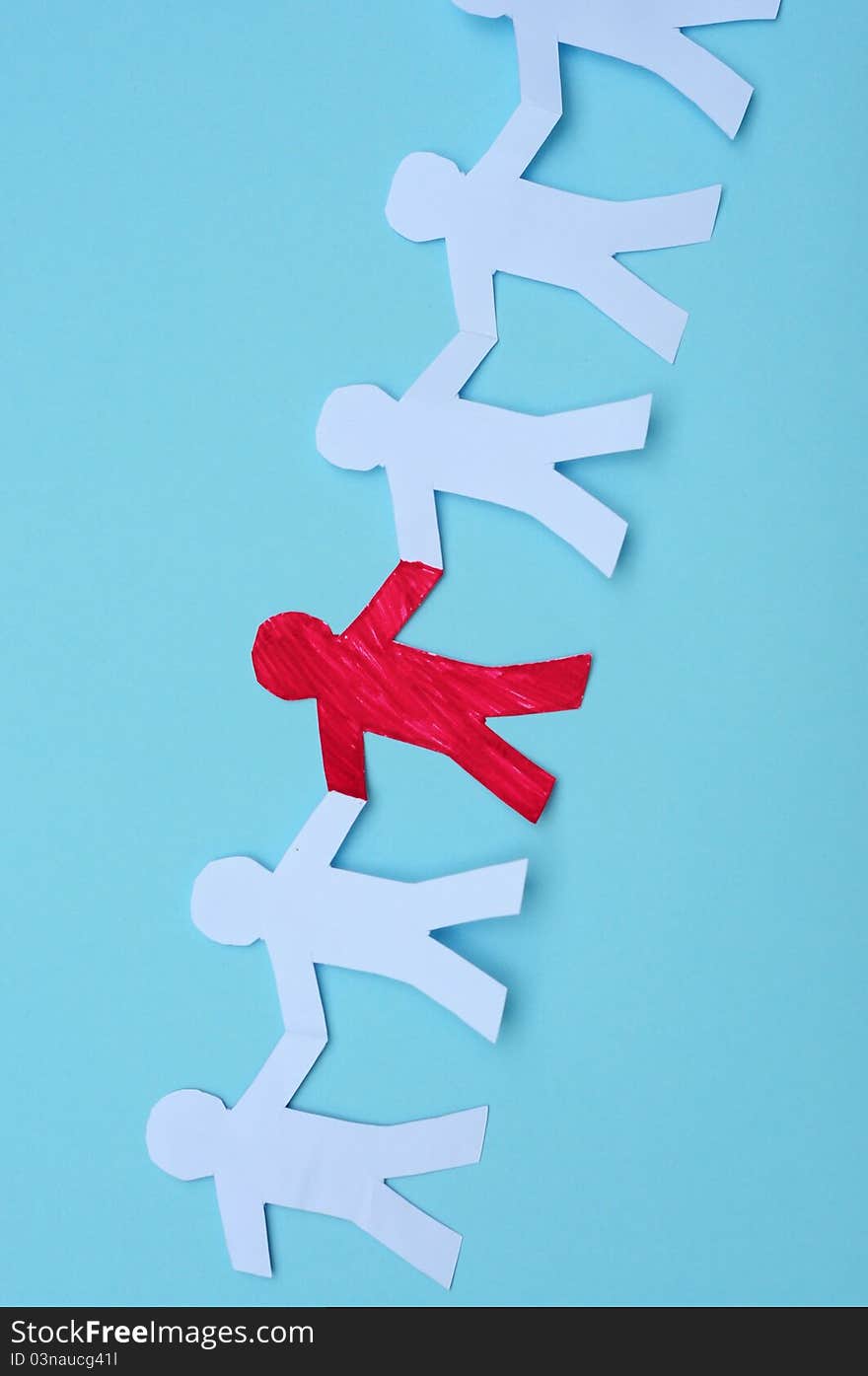 Paper chain on blue background. Paper chain on blue background