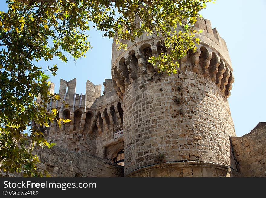 Tower of ancient fortress, Rhodes.Greece. Tower of ancient fortress, Rhodes.Greece.