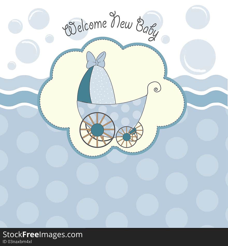 Baby Shower Announcement Card With Pram