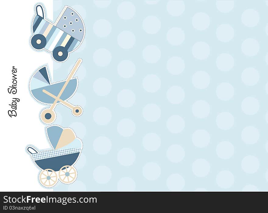 Baby shower announcement card with prams