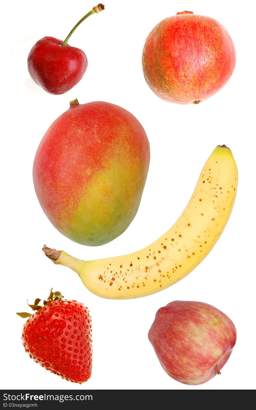 The healthy isolated fruits on breakfast