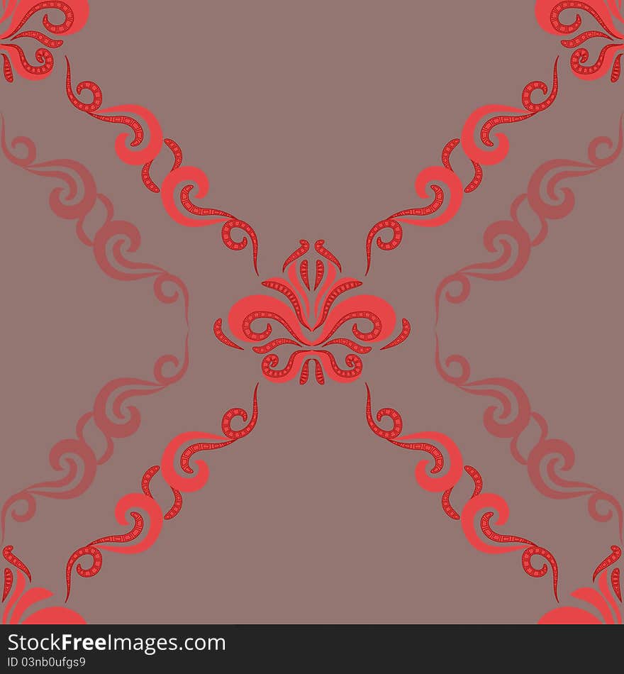 Seamless pattern - damascus pattern on a brown background