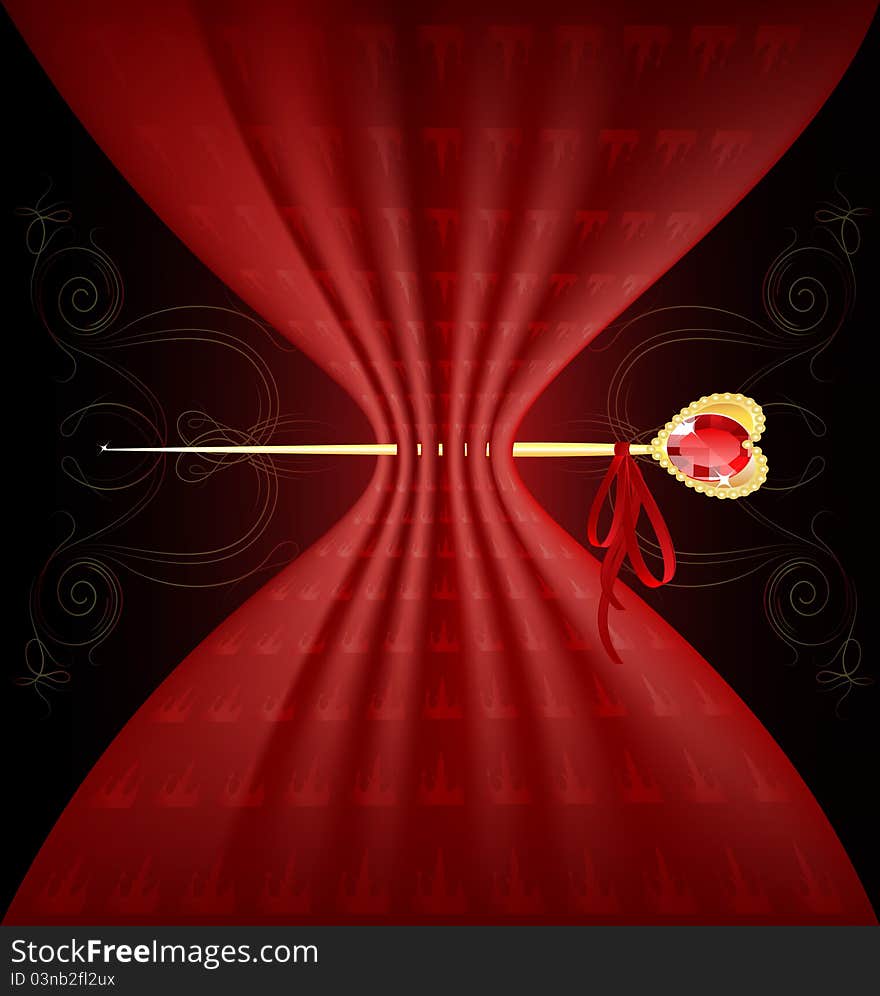 Background fantasy: red tissue and golden pin