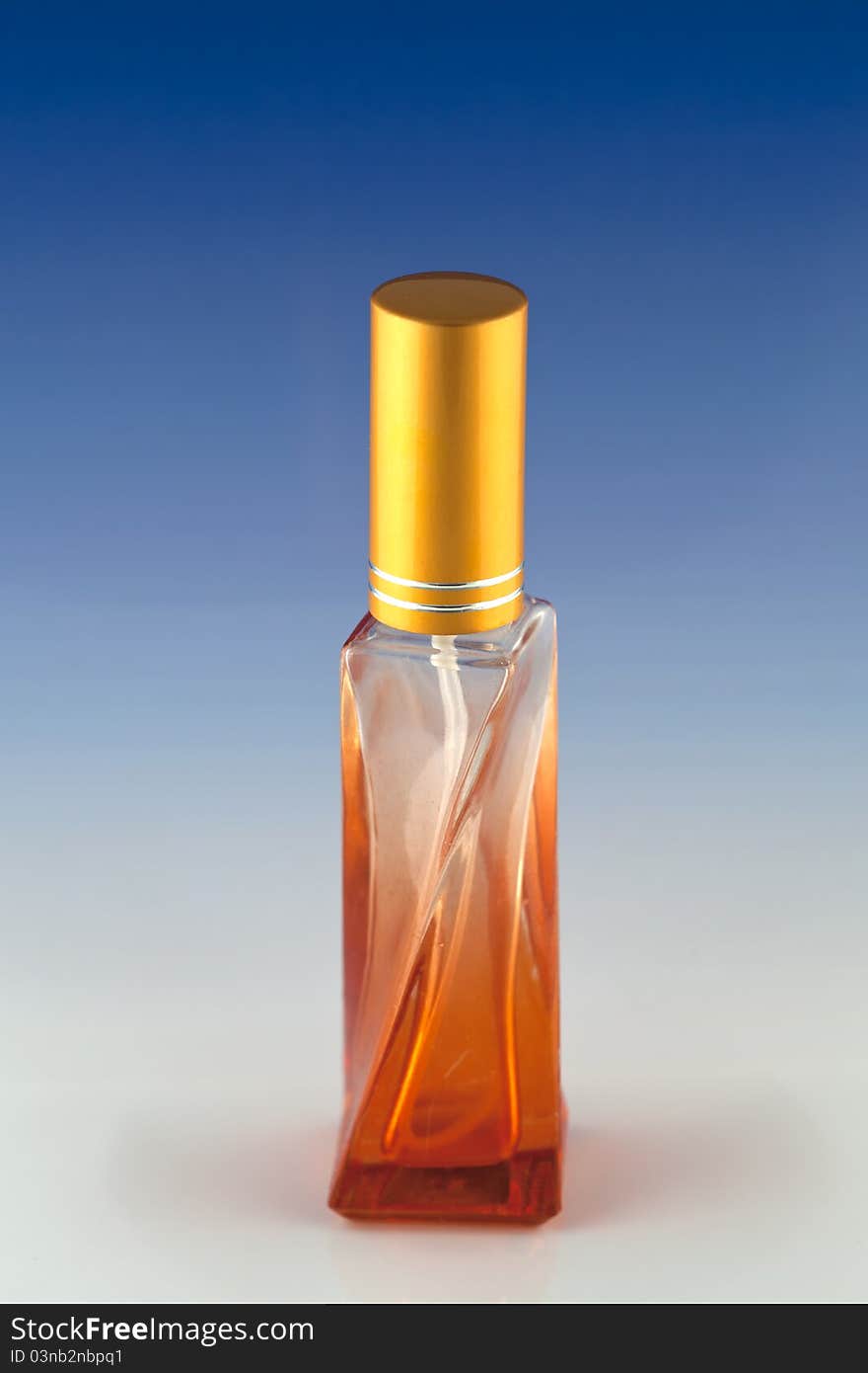 Orange bottle with blue background