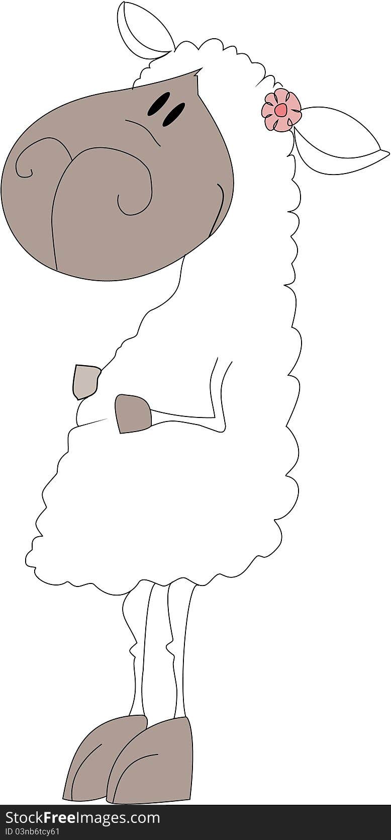 Happy sheep standing on two legs