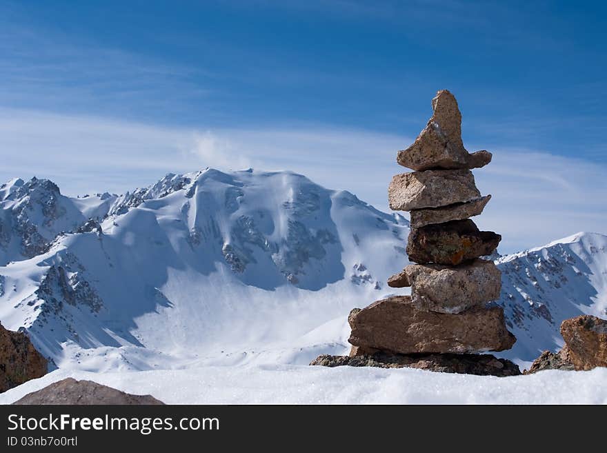 Mountain top in winter, horizontal frame. Mountain top in winter, horizontal frame