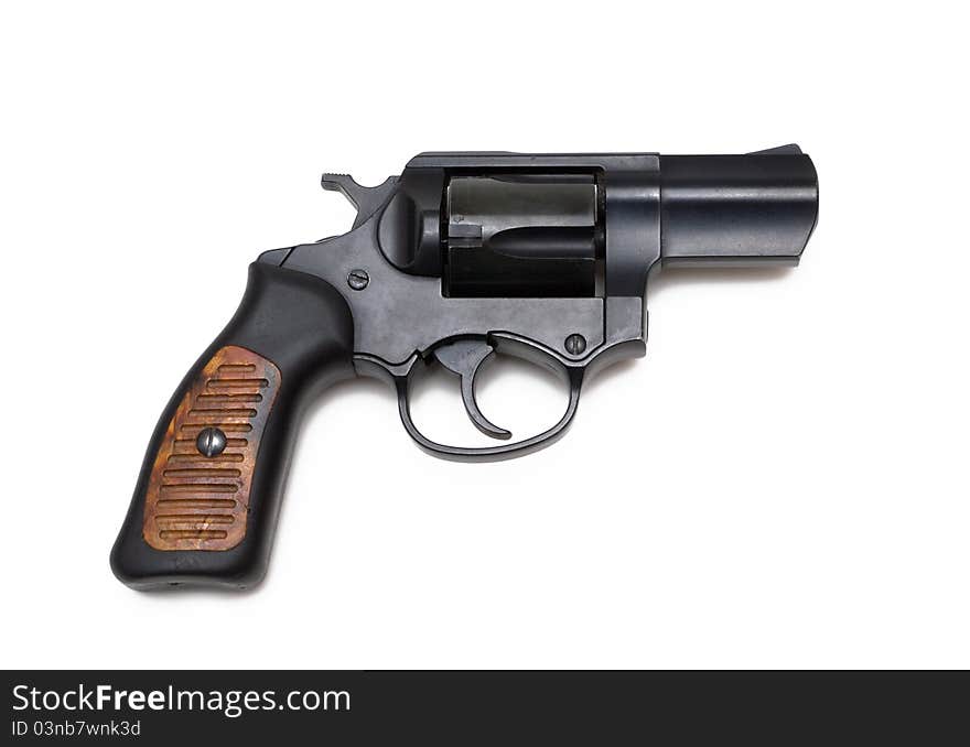 Police revolver on white background. Police revolver on white background