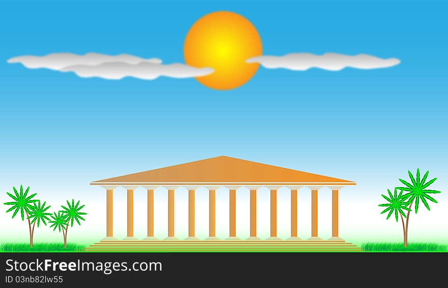 Landscape with a Greek temple. Landscape with a Greek temple