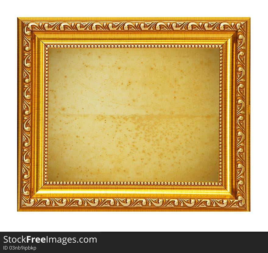 Gold frame with old paper background