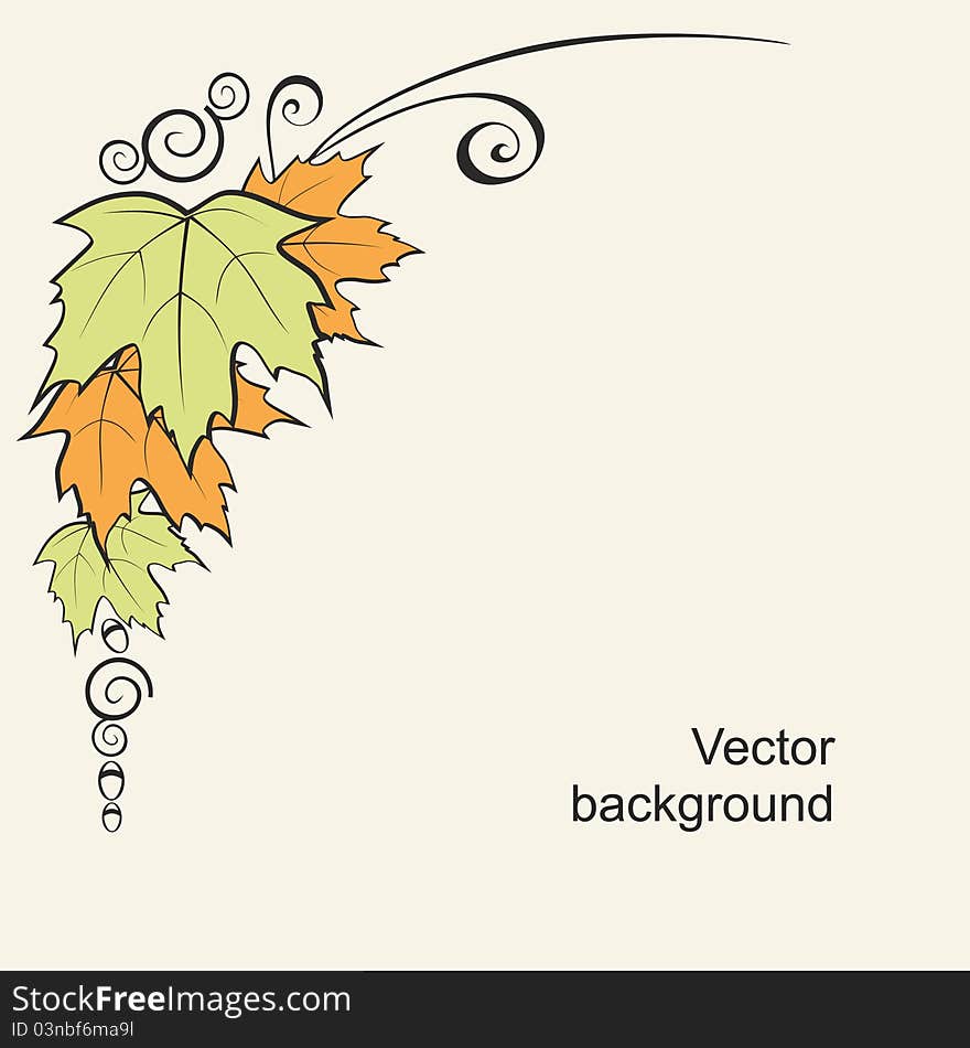 Background with leaves and curls