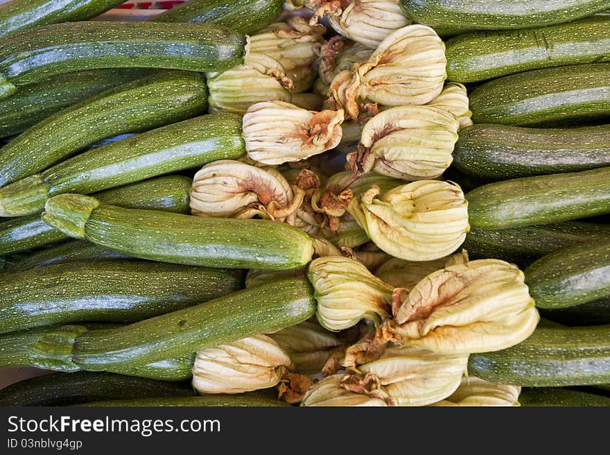 Zucchinis and flowers