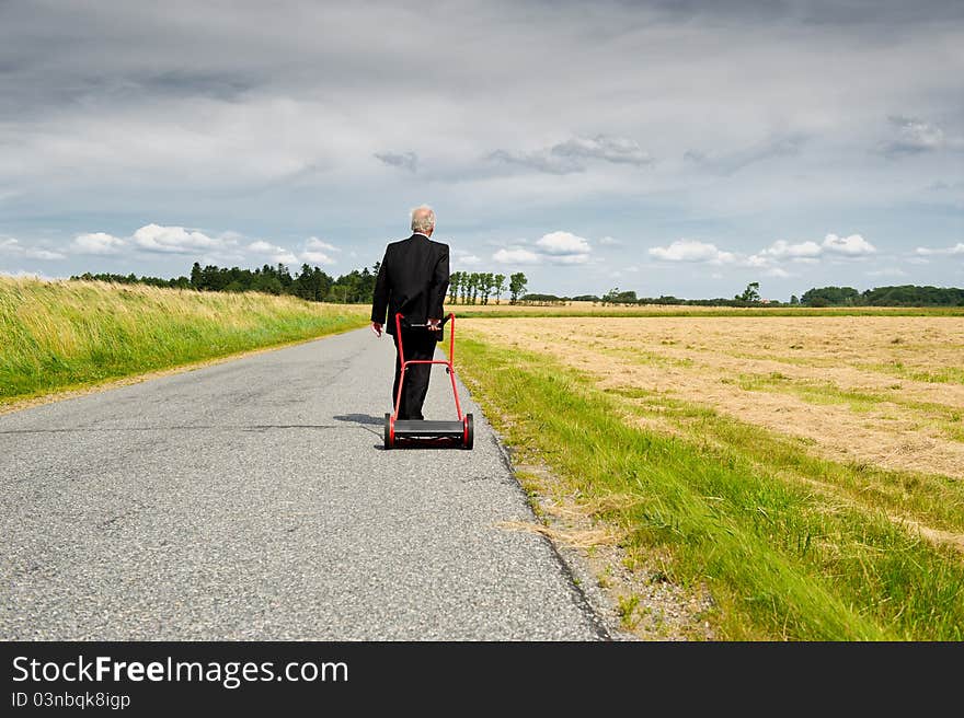 Businessman in Wheat Field