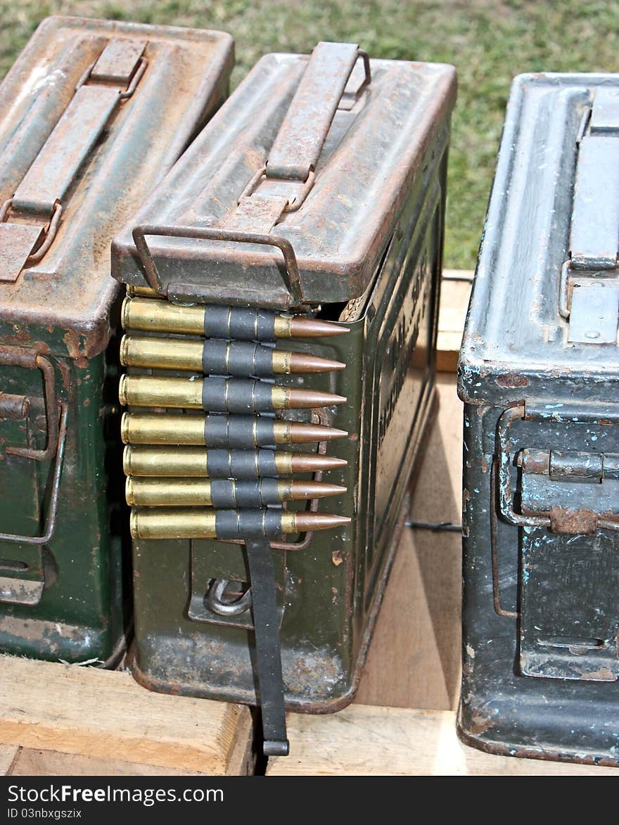 World War Two Ammunition Containers and Bullets. World War Two Ammunition Containers and Bullets.