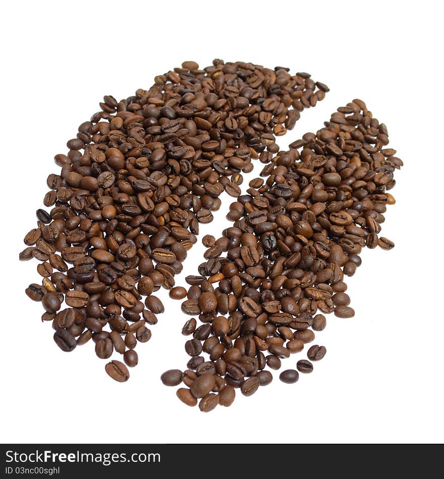 Coffee beans on white background