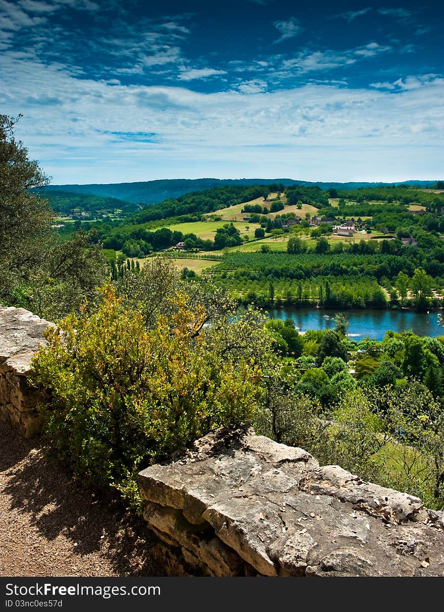 A view over the Dordogne valley, France taken fron the Jardins de Marqueyssac. A view over the Dordogne valley, France taken fron the Jardins de Marqueyssac