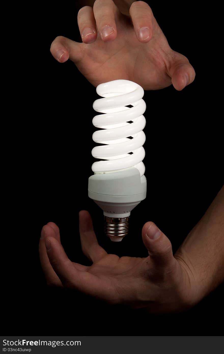 Floating bulb between hands