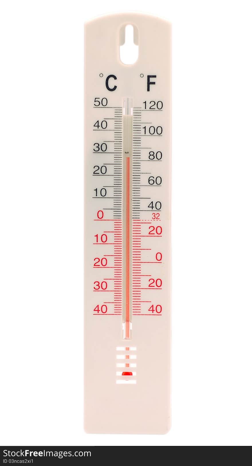 White thermometer on a white background