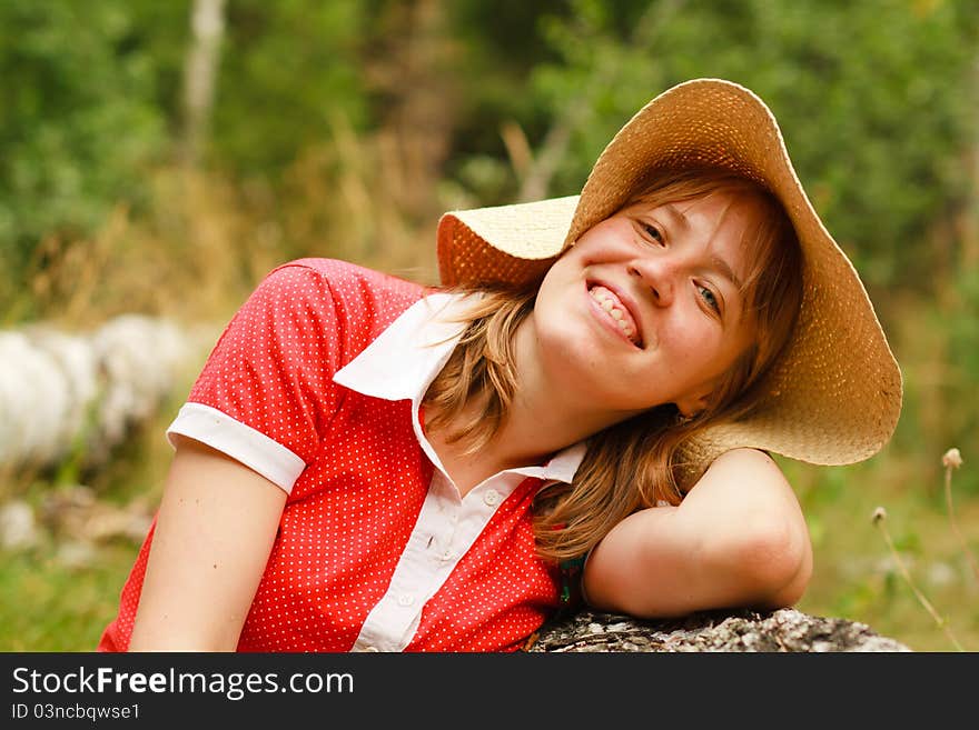 Young woman joy in summer nature. Young woman joy in summer nature