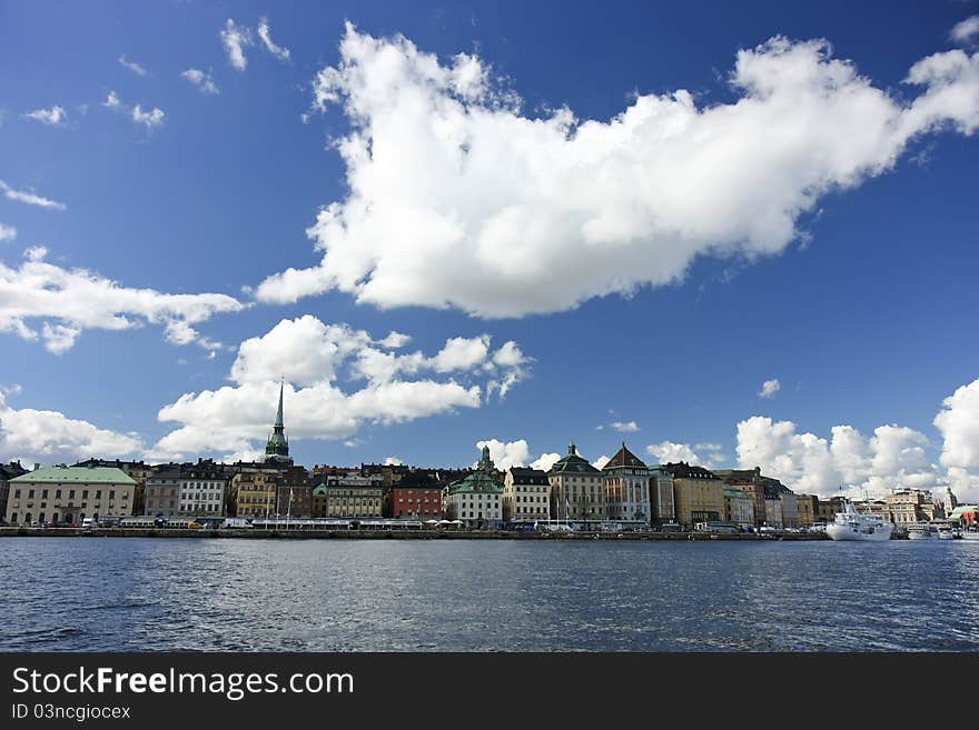 Panorama of an old city center in Stockholm, Sweden. Panorama of an old city center in Stockholm, Sweden