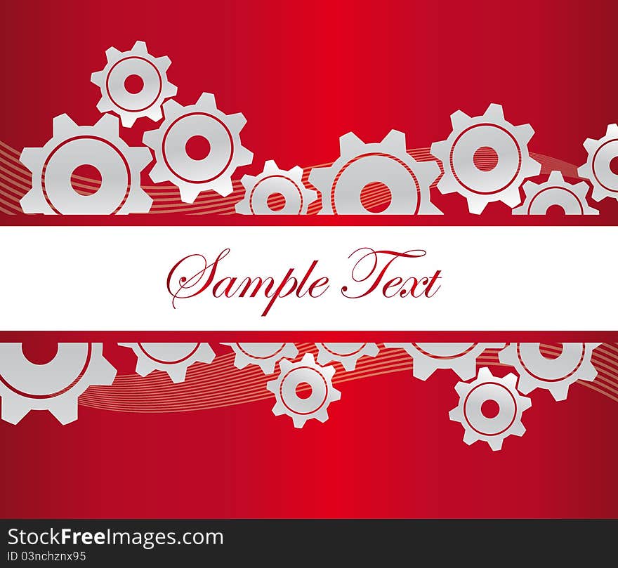 Silver gears with waves with white frame over red background. vector. Silver gears with waves with white frame over red background. vector