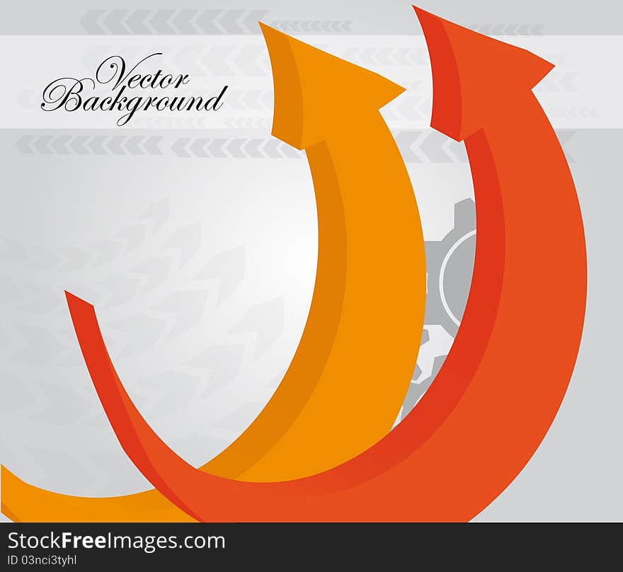 Orange arrows background over gray and white background. vector