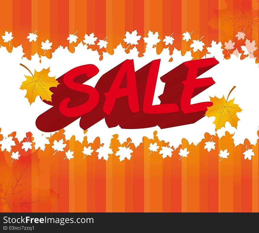 Orange, gold, red autumn sale over orange lines background. vector. Orange, gold, red autumn sale over orange lines background. vector