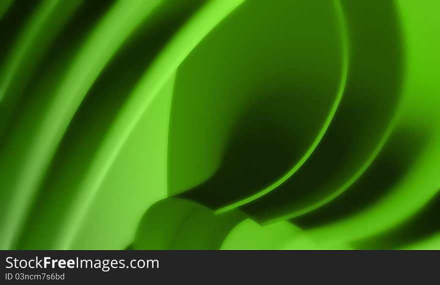 Green 3d waves abstract background.