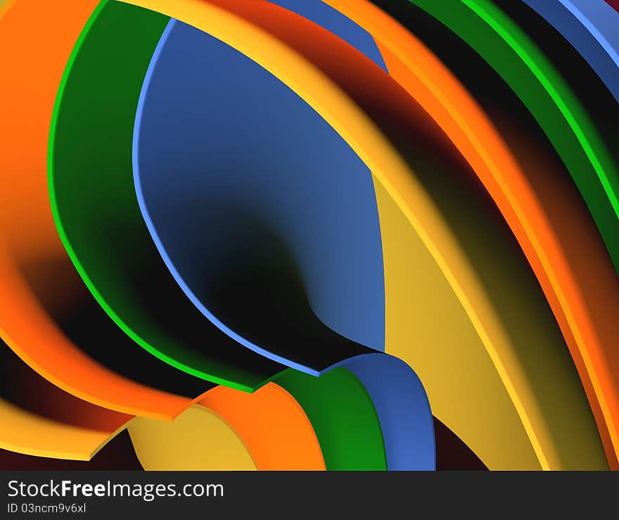 Multicolored 3d render waves abstract background. Multicolored 3d render waves abstract background.