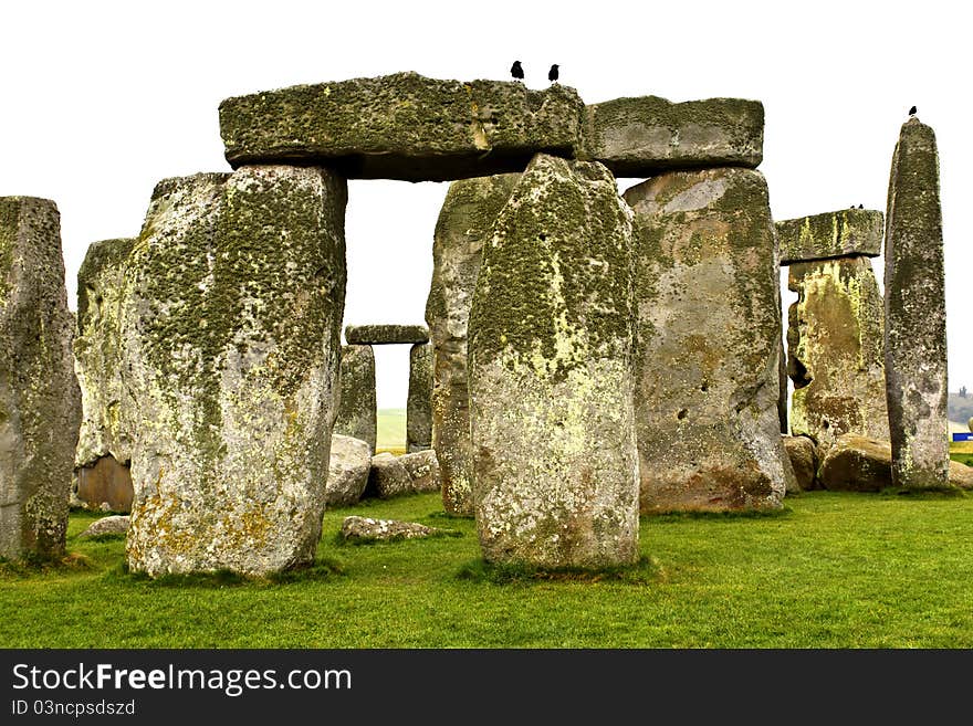 Detail view of Stonehenge in England.