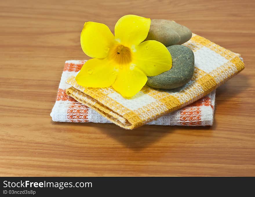 Beauty spa concept with flower on wood pattern