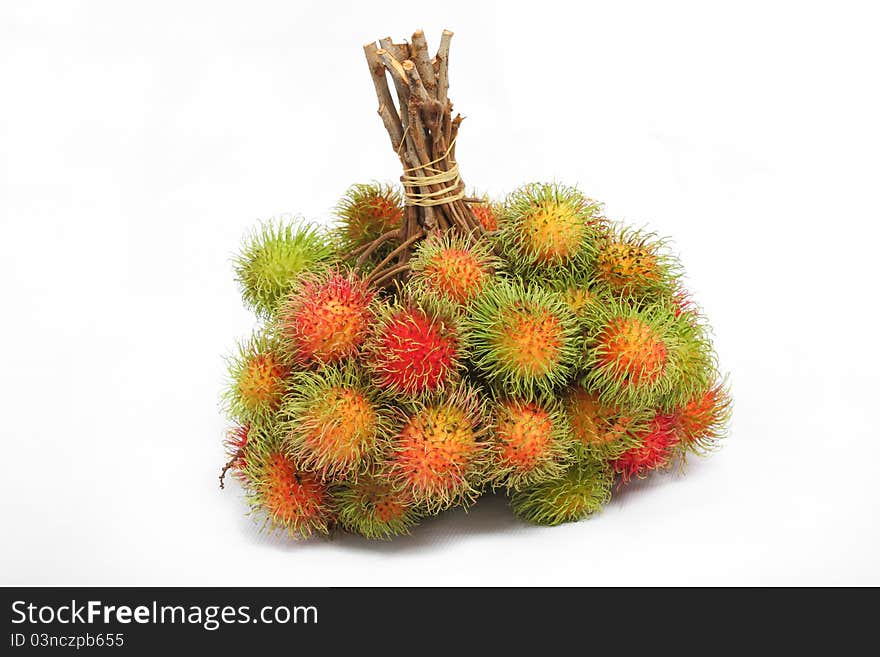 Isolation of Bunch Rambutan on white background. Isolation of Bunch Rambutan on white background