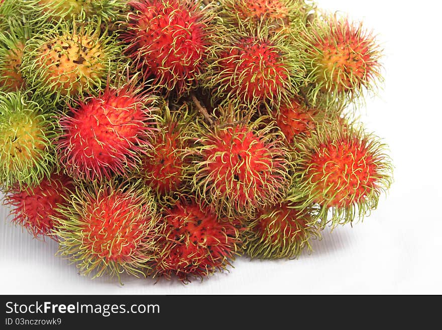 Bunch of Rambutan on the white background. Bunch of Rambutan on the white background