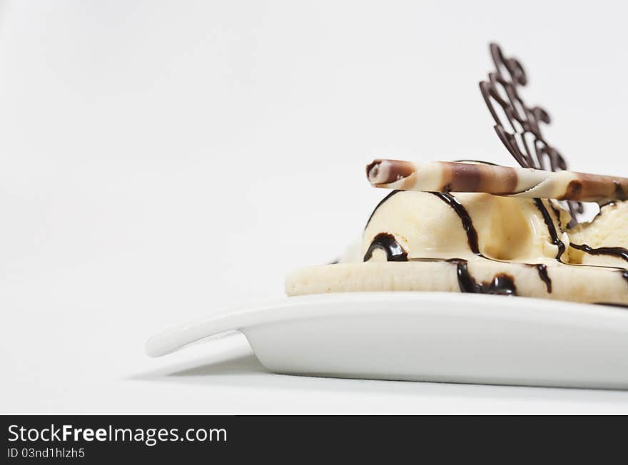 Chocolate Ice Cream Dessert With Vanilla Ice