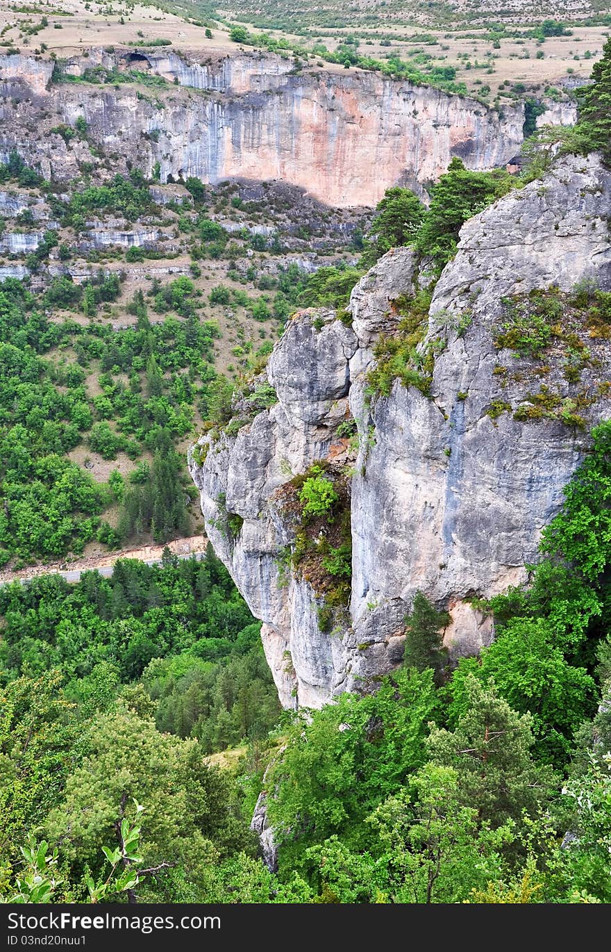 Rocky mountains in green vegetation. Rocky mountains in green vegetation