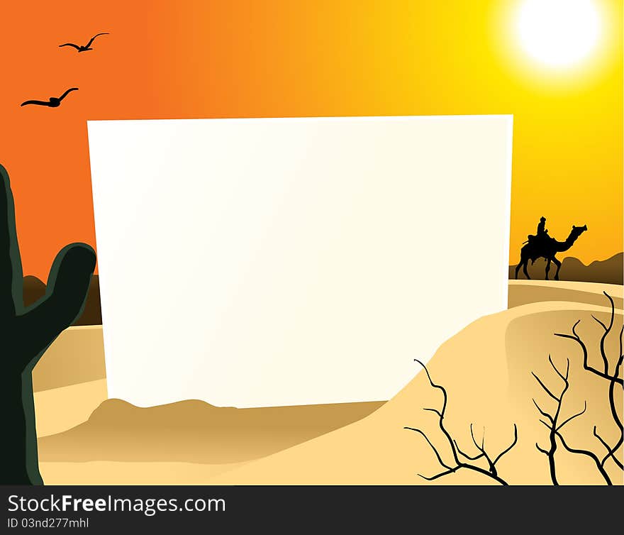 Image of blank board in the middle of desert. Image of blank board in the middle of desert